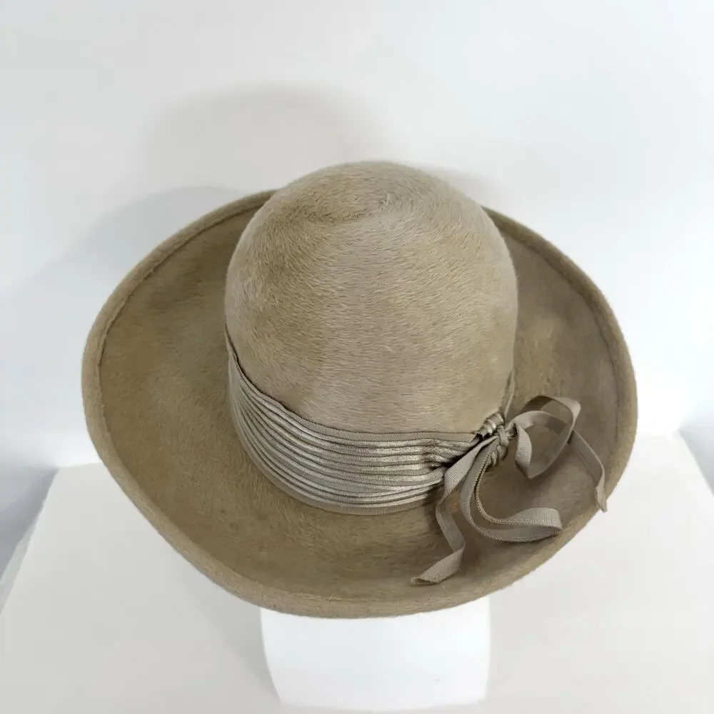 Vintage Trevi by Winner Hat Handmade Tan with Grosgrain Ribbon
